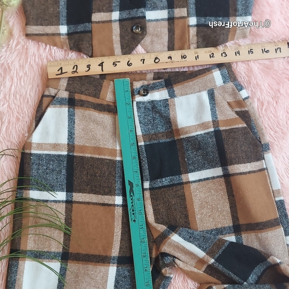 2 Piece Coffee Brown Plaid Cropped Trouser Pants & Vest Matching Set - Picture 12 of 16